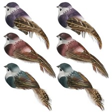6pcs 3.9-Inch Fake Birds Sparrow Foam Feather Artificial Birds Realistic Clip...