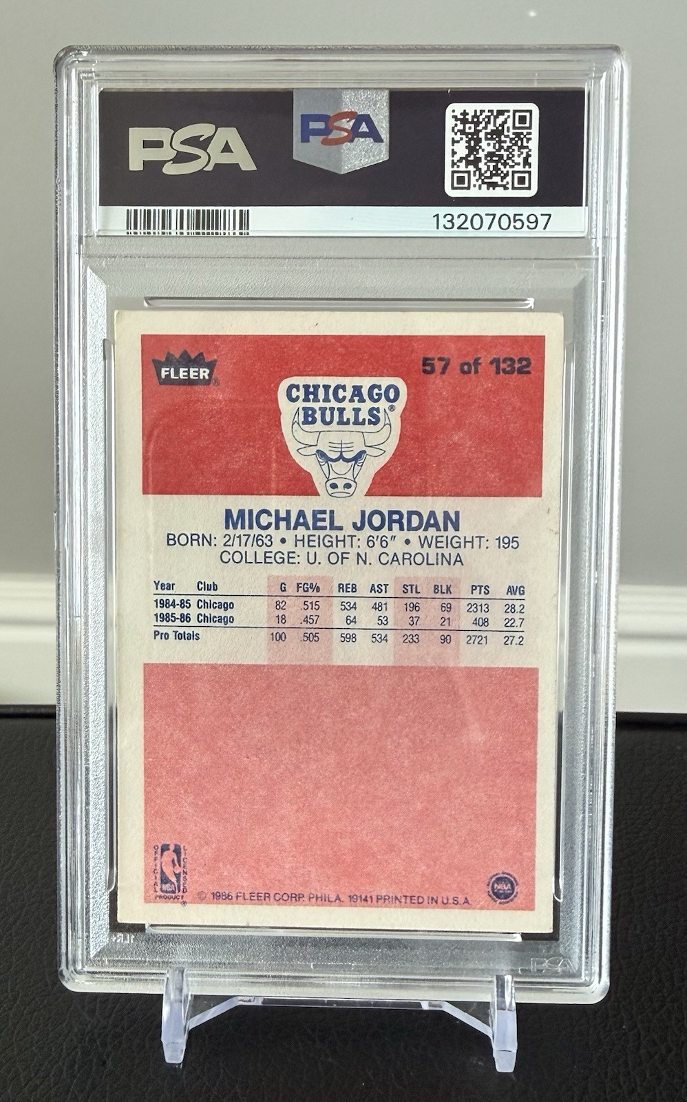 1986-87 Fleer - Michael Jordan #57 (RC) - Low Pop (77) PSA 3.5 view 2