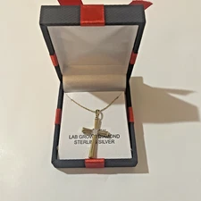 14k Gold Over Silver 18” Cross Necklace With 1/10 CTTW Lab Grown Diamond