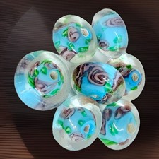 Encased Lampwork Glass Beads 13mm Qty:7