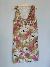 Ann Taylor Loft Petites Floral Silk Cotton V-Neck Multicolor ~ Dress 6P