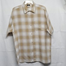 Vintage Bizzo Mens Shirt Button Up 2XL Short Sleeve Plaid Preppy Made in USA