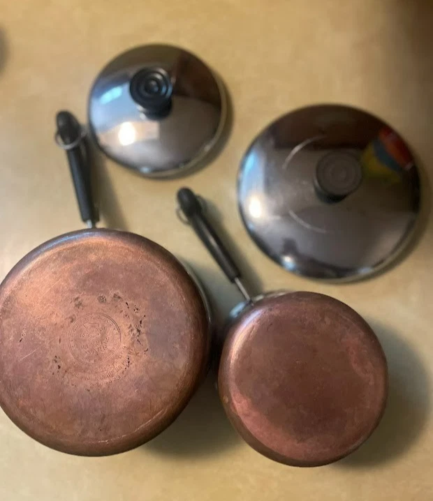 Revere Ware Stainless Steel Sauce Pot Set 1 Quart & 2 Quart with Lids Vintage