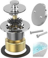 Chrome Plated Bathtub Drain, Hair Catcher and 2-Hole Overflow Faceplate, 11.5/16