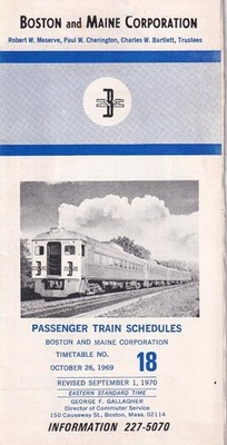 Boston & Maine Railroad system passenger train timetable - September 1, 1970
