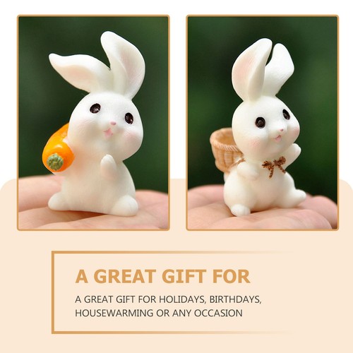 6pz Piccole Resina Artigianale Ornamenti Pasquali Piccole Statuine Coniglio Micro Ornamenti - Foto 4 di 12