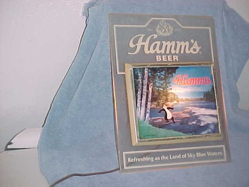 1984 PABST BREWING PBR HAMMS BEER LIGHTED SIGN BEAR LAKE 16 X 12 WORKS FREE SH