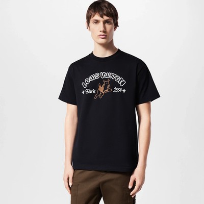 Louis Vuitton Paris 1854 Embroidered Front Logo Crewneck T-shirt Black Size M
