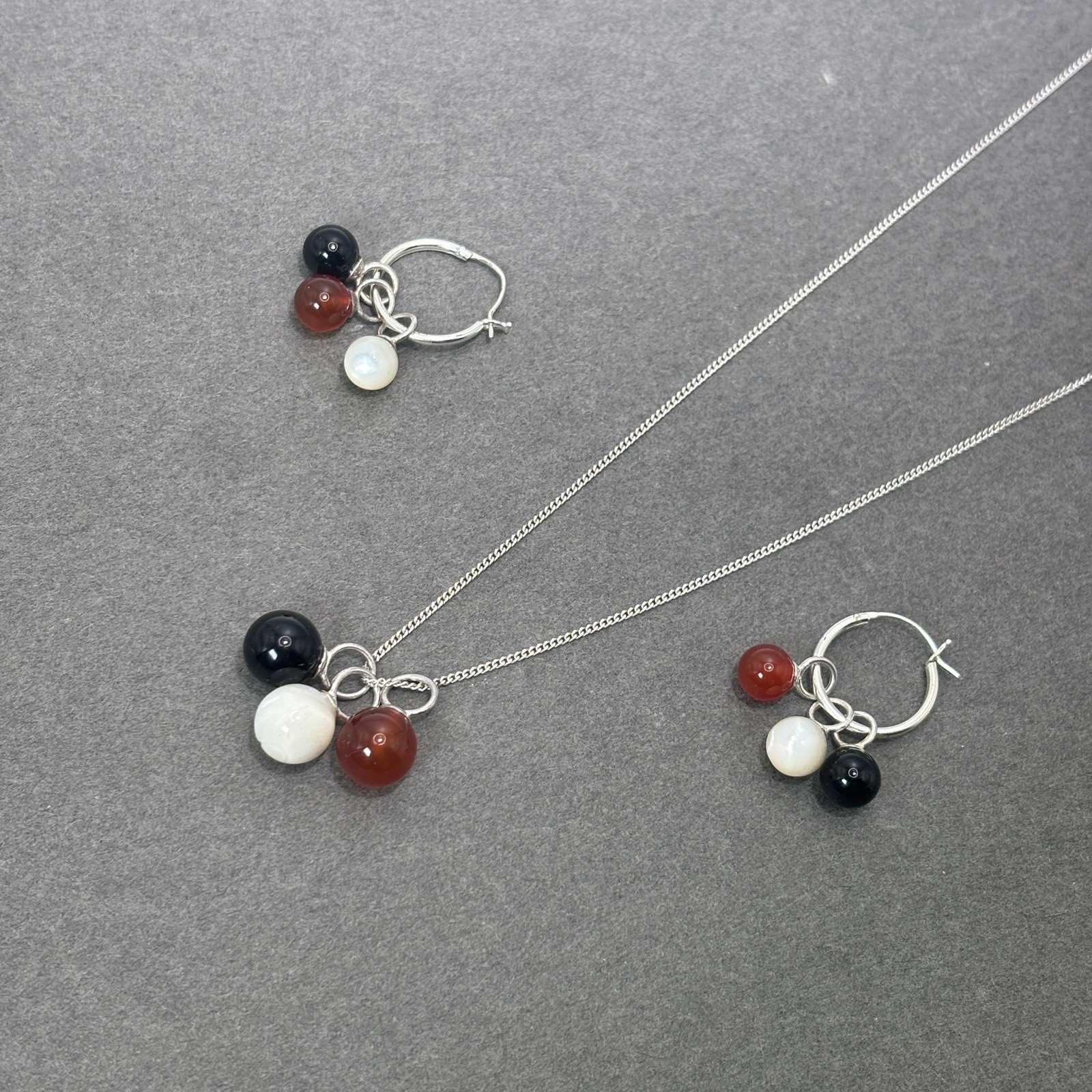 925 Silver Interchangeable Earrings Necklace Set … - image 1