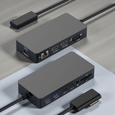 Surface Docking Station Dual HDMI VGA Ethernet USB 3.0 SD for Pro Go Book