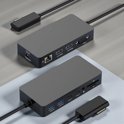Surface Docking Station Dual HDMI VGA Ethernet USB 3.0 SD for Pro Go Book
