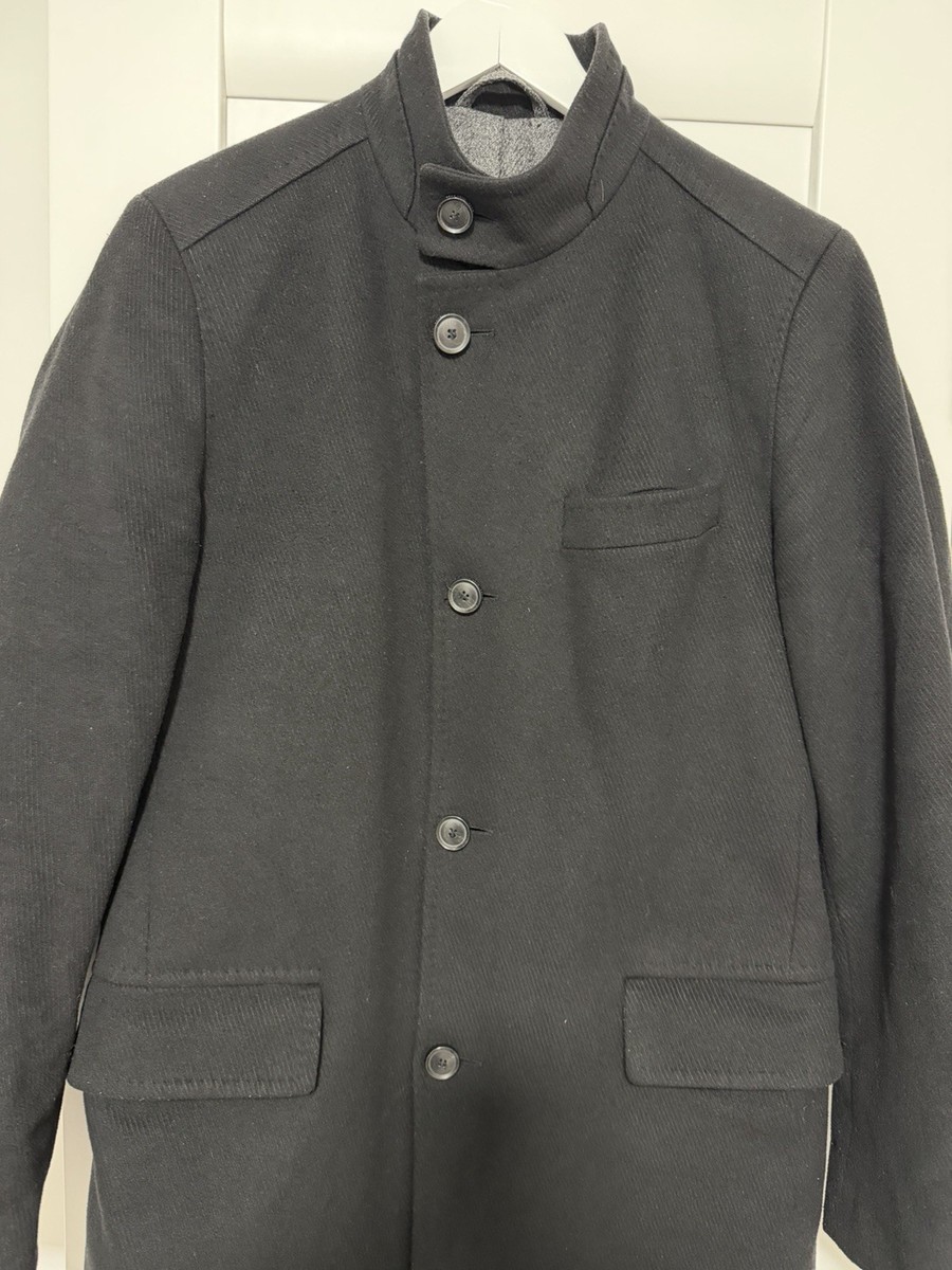Hugo Boss Trench Coat Wool Cashmere Jacket Black Long Men Size 48