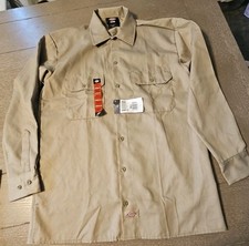 NWT Dickies Icons Men SMALL Desert Sand L/S Twill Work Shirt- 574