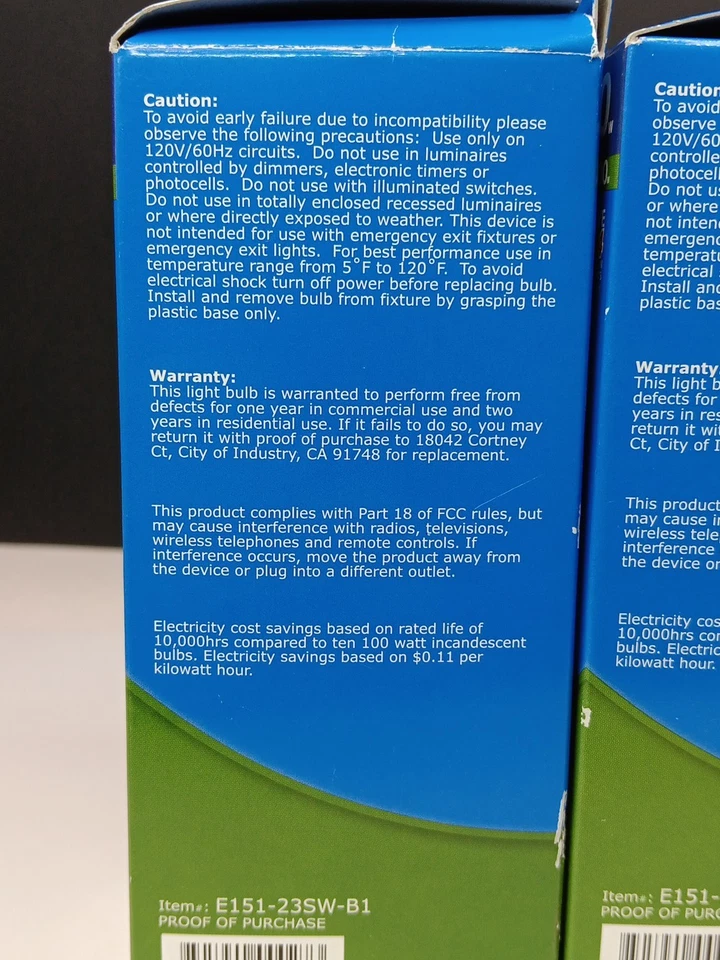  100w Warm White Bulb 2 Pack~9 Year Life/2700k Energetic Lighting 23w Equivalent - Image 4 of 4