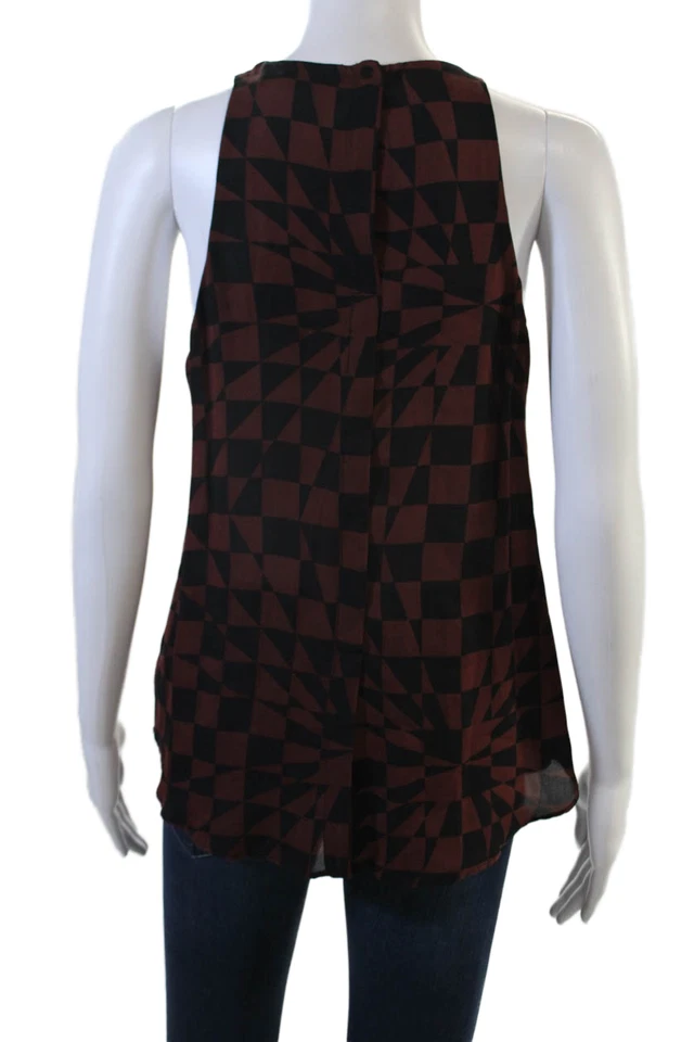 ALC женщин 100% шелк геометрический бак черный круглый вырез размер S - Изображение 3 из 4