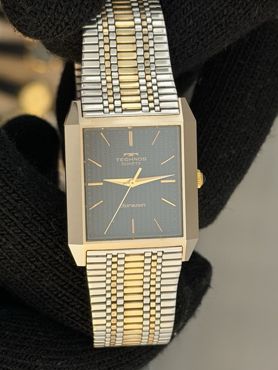 Vtg Technos Borazon Quartz 1104110 [Swiss Made] Two-toned 27mm