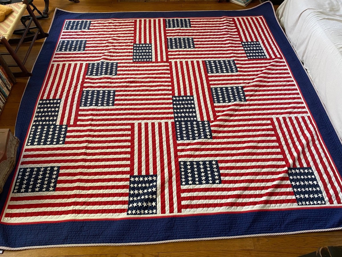 トミーヒルフィガー アメリカ国旗柄 キルト Tommy Hilfiger American Flag Quilt USA Red White Blue 100%Cotton