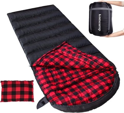 Keencamp Schlafsack Deckenschlafsack XXL 230x90 cm 3-4 Jahreszeiten Flanell Baum