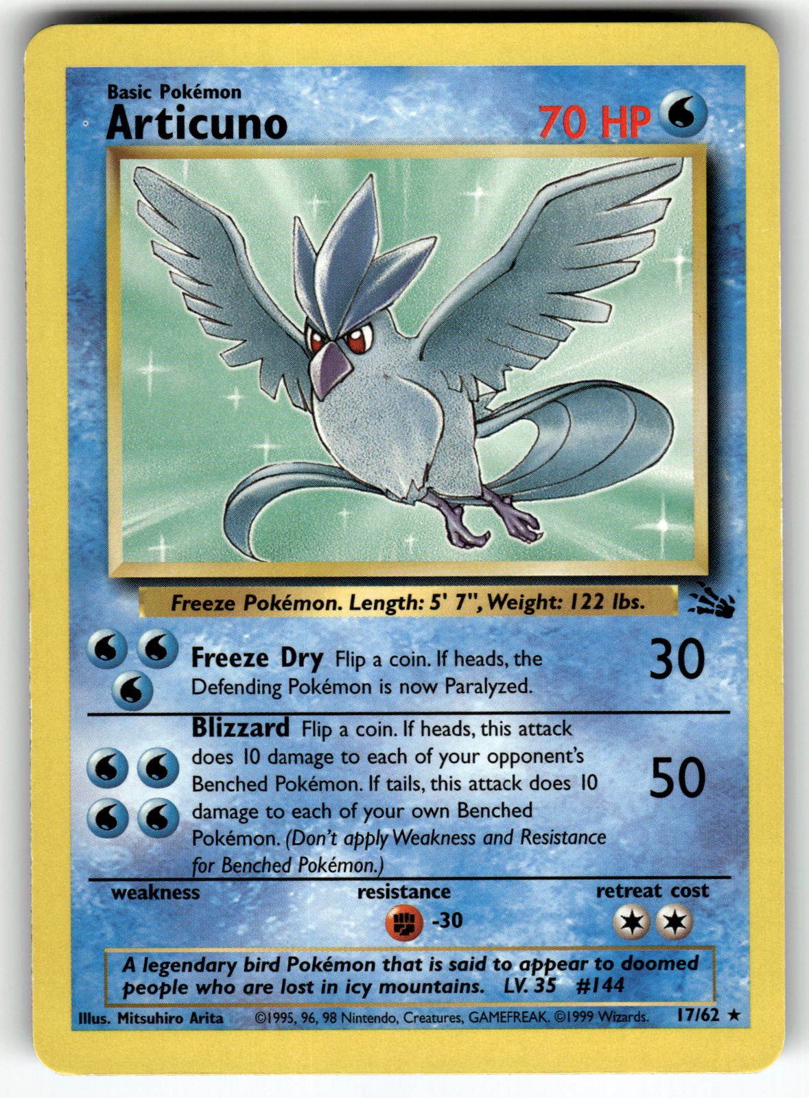 Articuno (17) 17/62 Fossil LP Pokemon Card TCG