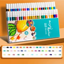 12-60 Colors Acrylic Markers Pen Set Paint Art Marker Soft Tip Pen for Children 