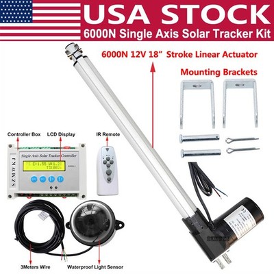 Single Axis Solar Track Tracker Kits W/ 12V 6000N 18'' Linear Actuator Controller