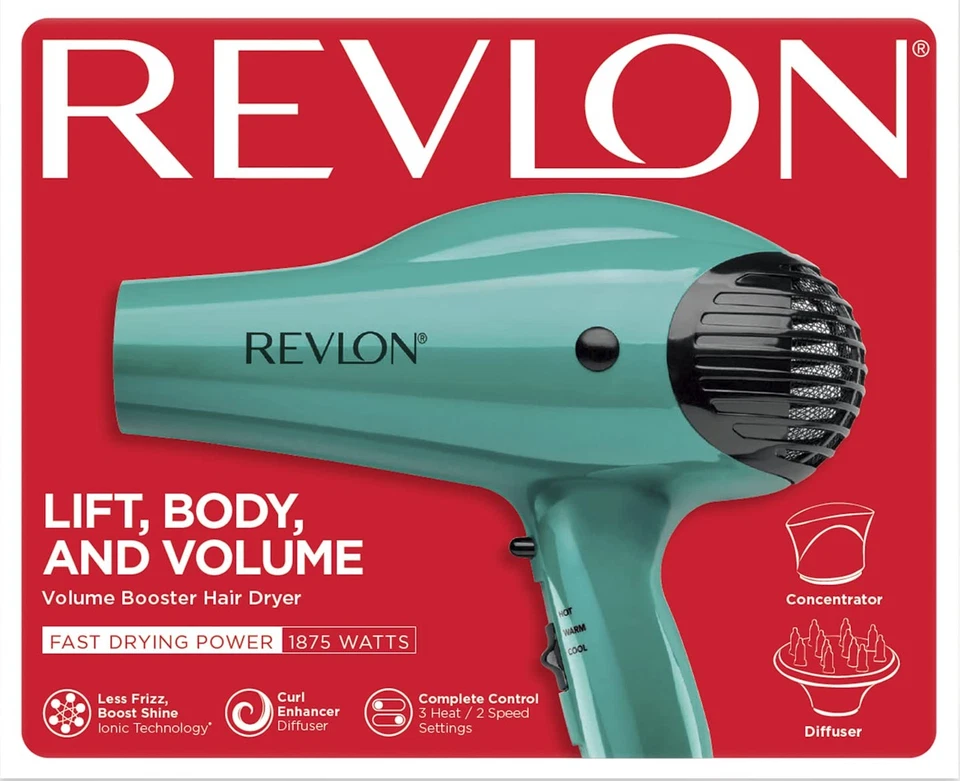 Secador de Cabelo Revlon Volume Booster | 1875W para Elevação Volumosa e Corpo, (Verde) - Imagem 2 de 4