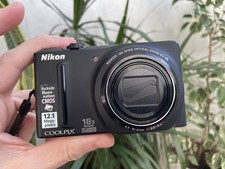 Black Nikon Coolpix S9100 Y2K Digital Camera, Battery & Charger