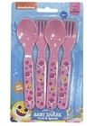 Baby Shark Fork & Spoon Set of 4 Pink Toddler Kids Cutlery BPA Free pinkfong