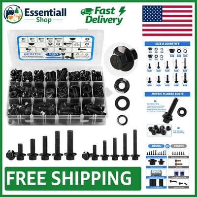 Versatile 280-Pc Metric Flange Bolt Kit: Nuts, Washers & Secure Storage Included
