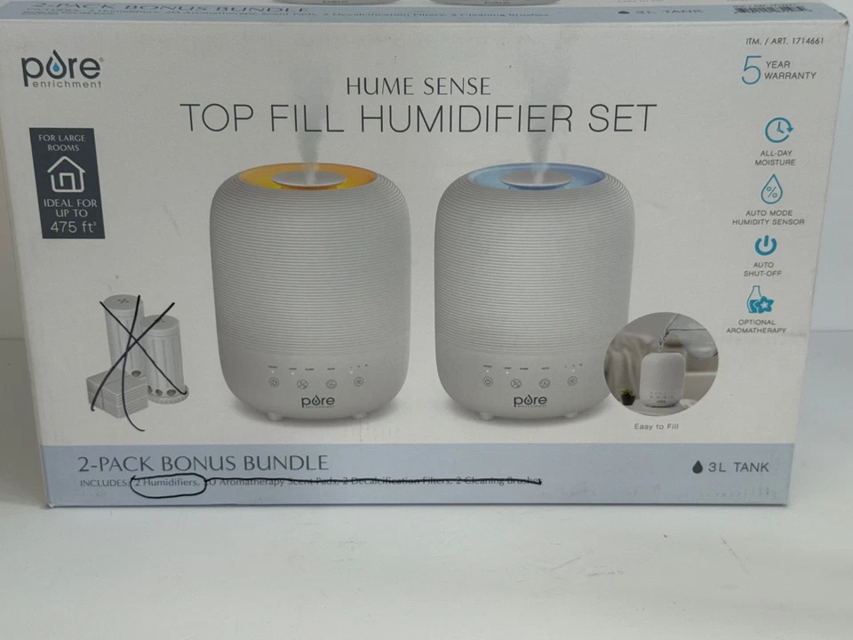 Pure Enrichment Hume Sense Top Fill Humidifier Set of 2/ without accessories - Image 3 of 4