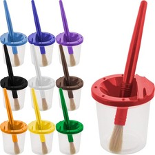 U.S. Art Supply 10 Piece Children's No Spill Paint Cups with Colored Lids