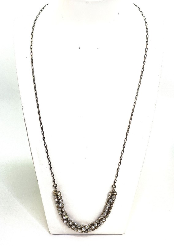 J. Crew Gold Tone Rhinestone Chunky Pendant Necklace 51.3g