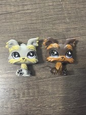 Lote Littlest Pet Shop Yorkie Dog 509 883 marrón gris ojos vidriosos