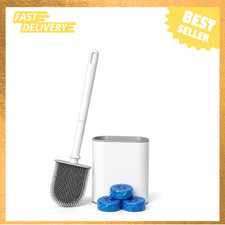 Silicone Toilet Brush and Holder Set with Cleaning Tablets, Space Saving
