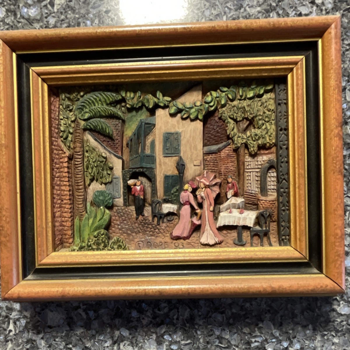 Street Scene New Orleans Woodgraph Kay Glenn Relief Wood Sculpture