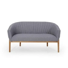 Great Deal Furniture Deborah Mid-Century Fabric Loveseat, Charcoal