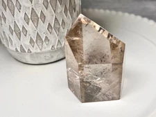 Phantom Quartz, Phantom Quartz with Mica Point, Smoky Quartz Freeform Tower