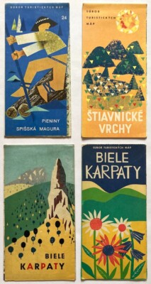 Original Vintage Maps CZECHOSLOVAKIA - MOUNTAINS - NATURE - TOURIST MAP - 4pcs