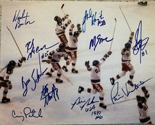 1980 USA OLYMPIC HOCKEY GOLD MEDAL 10 SIGNED 8X10 BROTEN VERCHOTA ERUZIONE