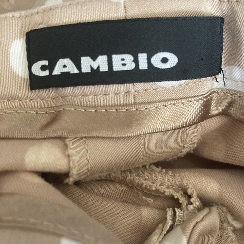 Cambio Pants Womens Size 8 Polkadot Trouser Ankle Beige White Mid Rise - Picture 9 of 14