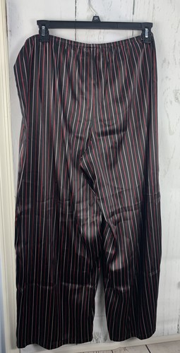Gilligan & OMalley XXL Black Pink Red Stripe Satin PJ Pants Sleepwear - Picture 3 of 6