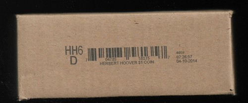 2014-D Herbert Hoover Presidential Dollar Mint Sealed Box of 250 BU $1 Coins - Picture 2 of 2
