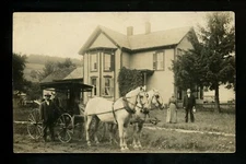 Transportation real photo postcard RPPC Cart Horse Youngs, New York NY 