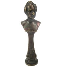 Altes Metall Petschaft Büste JOHANN WOLFGANG VON GOETHE Büste Initialen FK