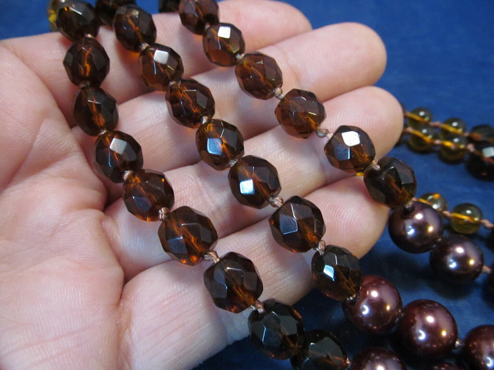 *Collar Multi Hilo Perlas Simuladas Vidrio Marrón y Ámbar Coldwater Creek Foto 4 de 4