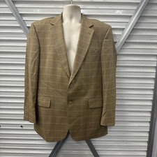 Jos A Bank Blazer Gordon Mens 41R Brown Plaid Wool Sport Coat Jacket Small Hole