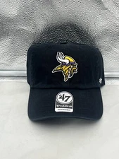 Minnesota Vikings NFL '47 Brand Black Clean Up Strapback Adjustable Hat