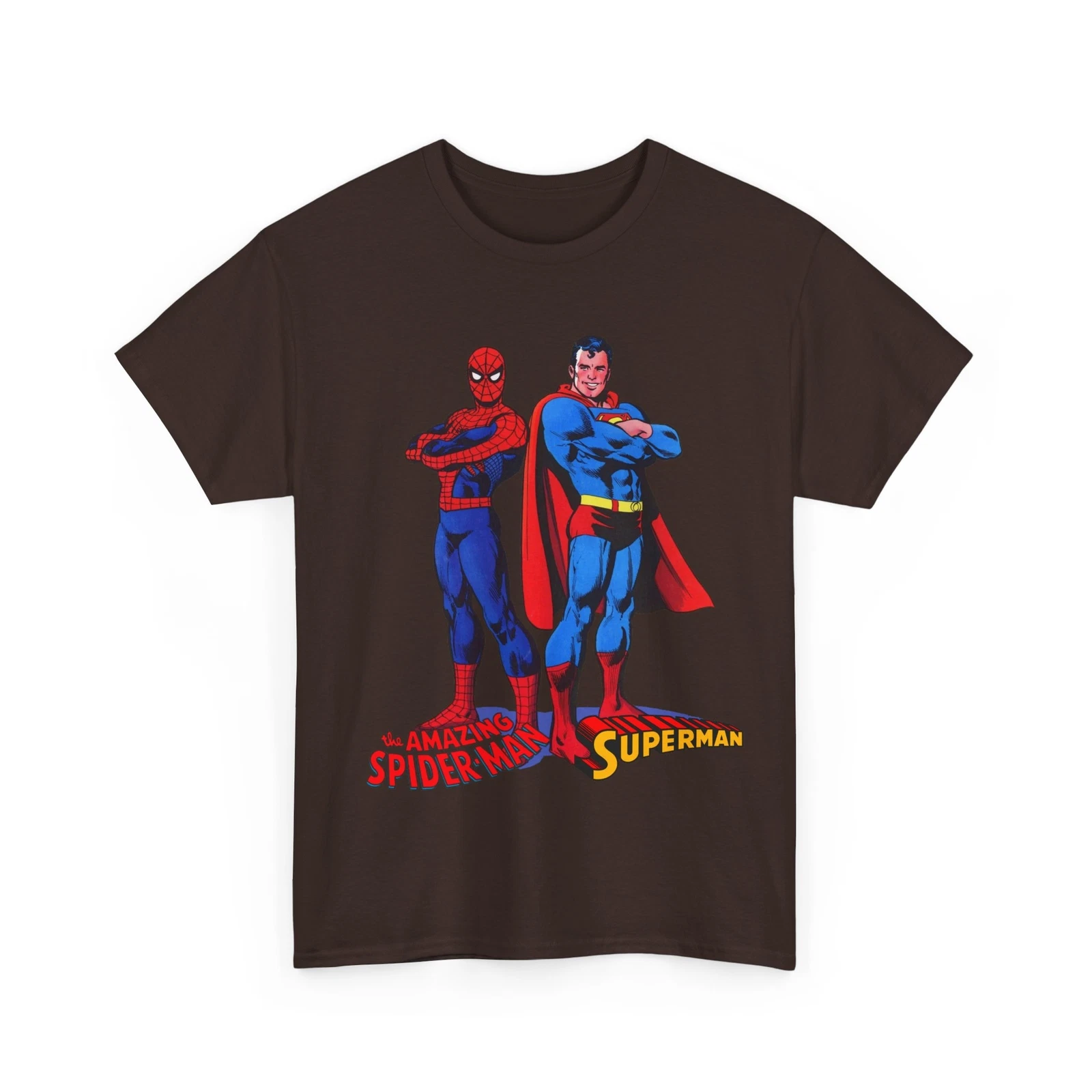 Amazing Spider-man, Superman T-Shirt - 1970s D.C Comics & Marvel Team-Up