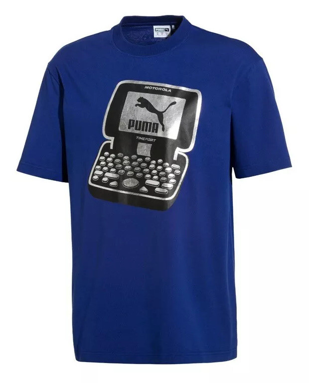 GG367 90s Tシャツ モトローラ Motorola ポケベル プロモ $45 Puma x Motorola T-Shirt Tee Men's Sz SMALL Sodalite Blue
