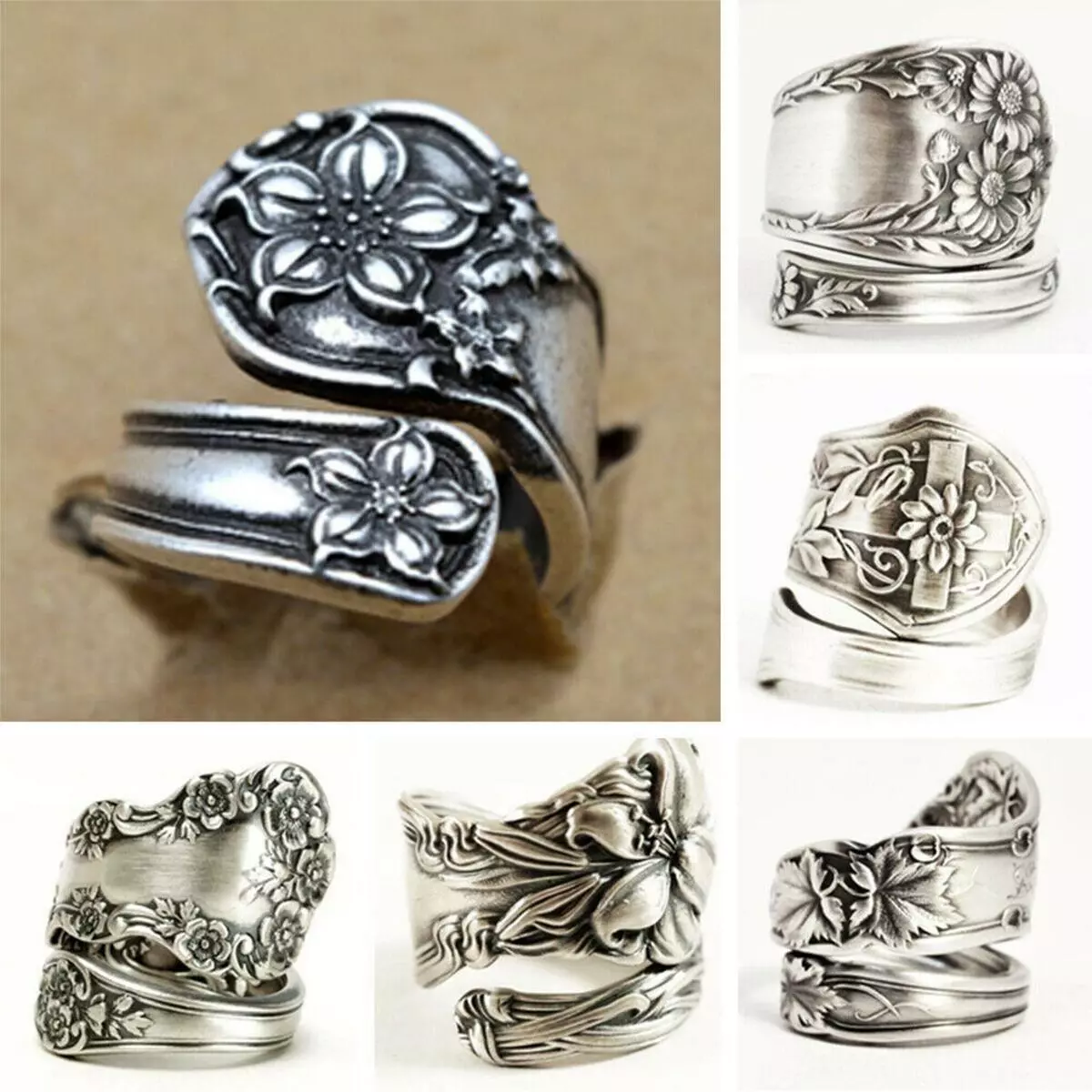 925 Silver Spoon Tiger Lily Ring Stargazer Lily Victorian Era